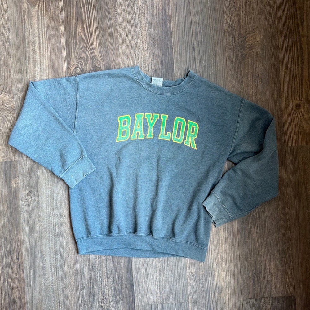 Vintage MV Sport Baylor University Sweatshirt Large Grey NCAA Pullover Graphic